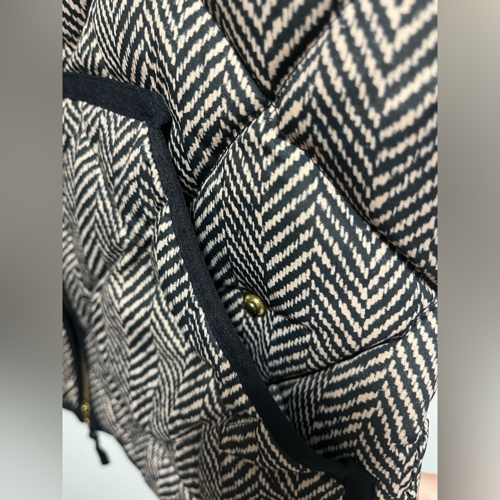 J. Crew Down Quilted Puffer Vest Black And Cream Double Zipper Size Small - Picture 4 of 7